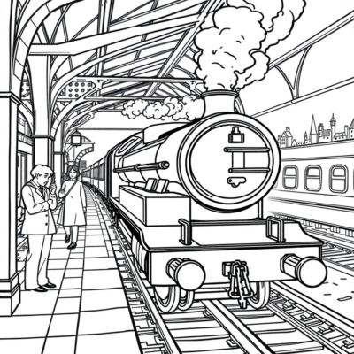 Coloring Book: Hogwarts Express at the Station
