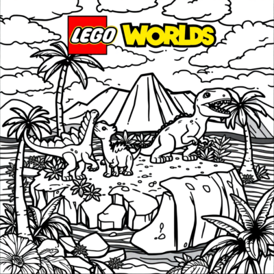 Coloring Book: Lego Worlds – Dinosaurs on a Colorful Island