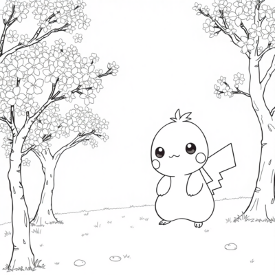 Coloring Book: POKEMONS – Chikorita eo amin’ny hazo maniry