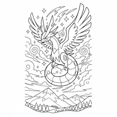 Coloring Book: POKEMONS – Legendary Pokémon appears in the sky